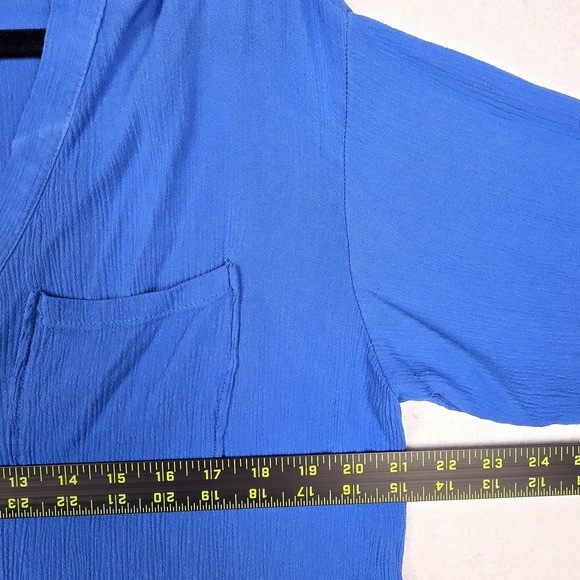 Mynah Womens Swim Coverup M Blue Long Sleeve V-Neck Cruise Beach 100% Rayon - Picture 12 of 15